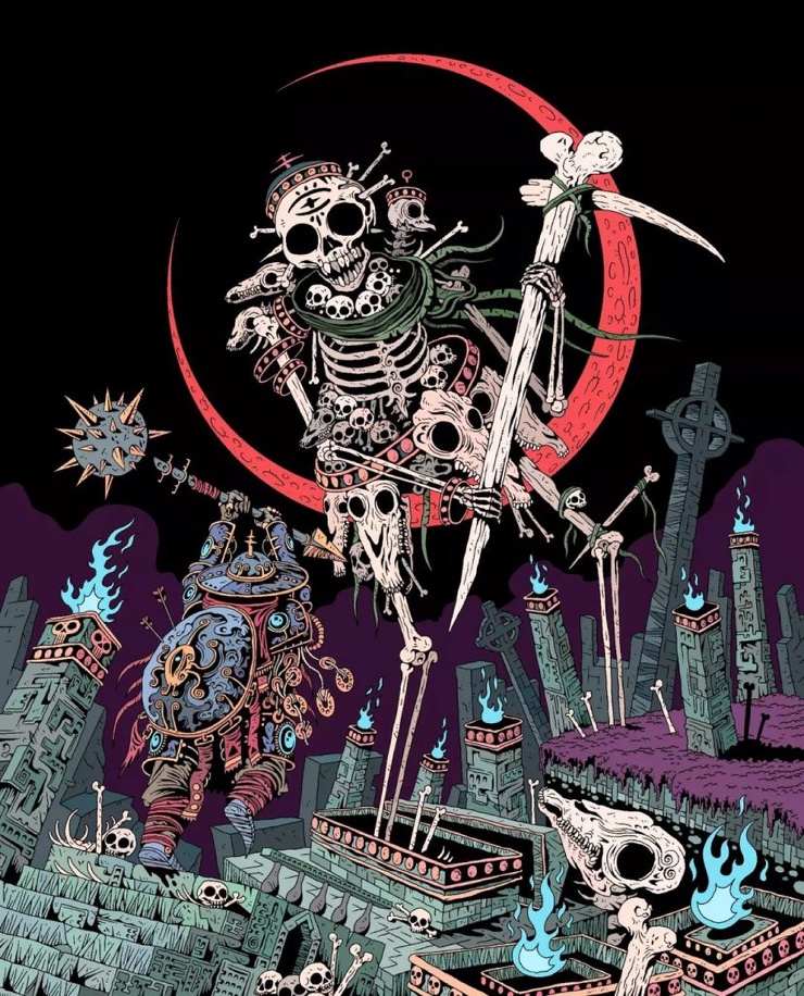 Кислотные приключения оккультного рыцаря: увлекательные картины doodleskelly