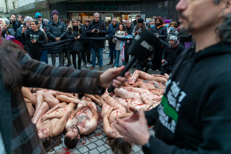 Голый протест зоозащитников в Мадриде