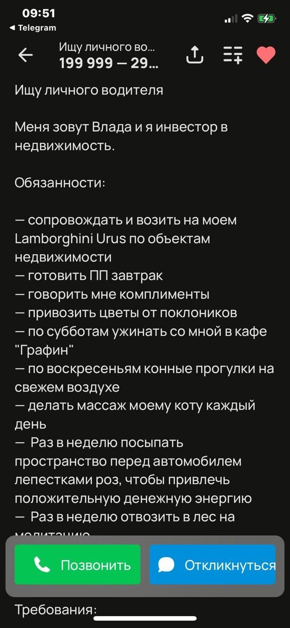 Вакансия дня: работа личным водителем | Екабуру - развлекательныйпортал